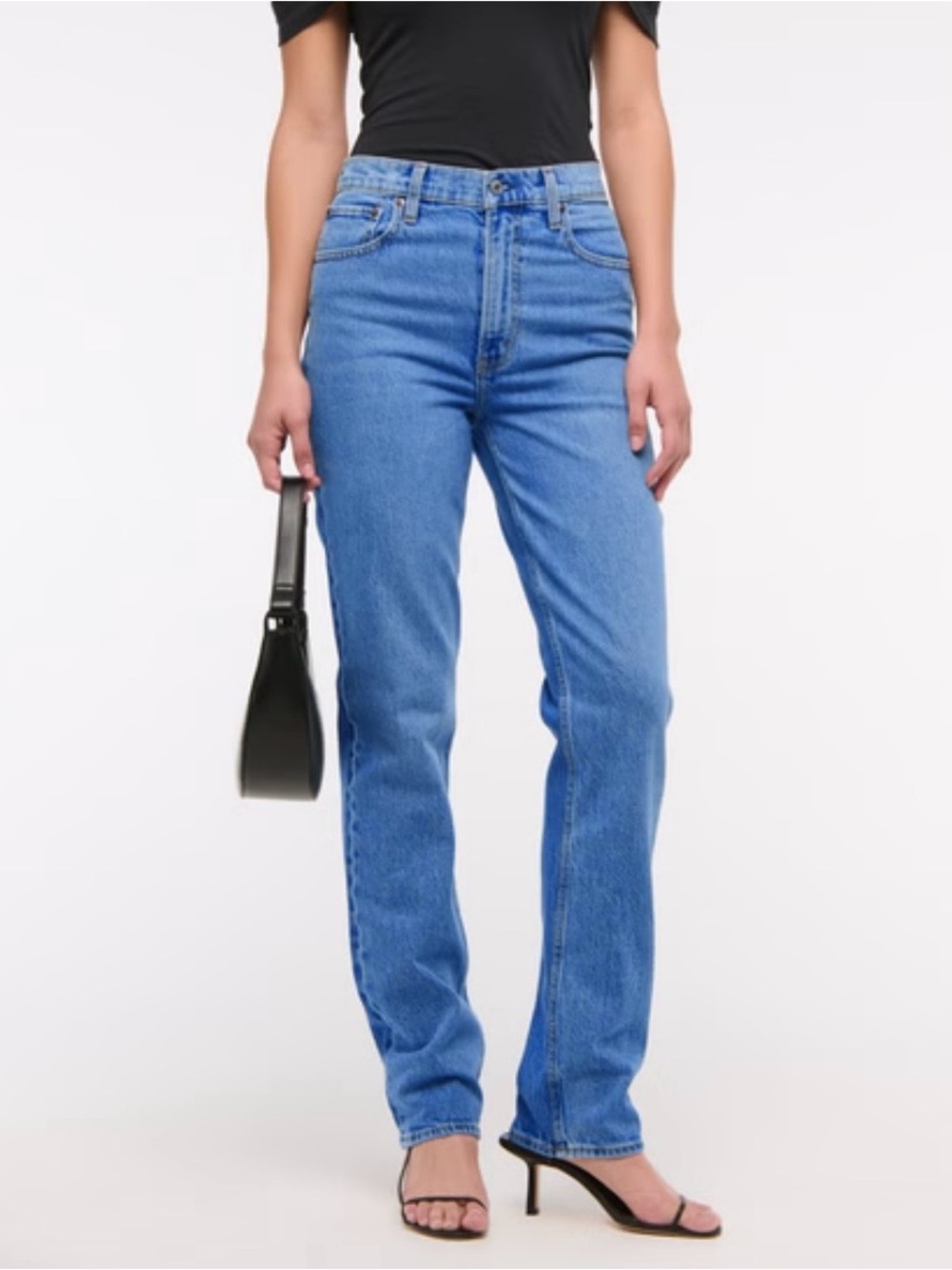Abercrombie & Fitch The 90’s Straight Ultra High Rise 31 Blue Cotton Stretch EUC